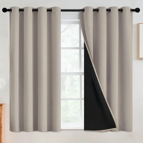 Miniatura 11 de SimpleHome - Cortinas opacas 100% para recámara, cortinas de ventana con ojales beige, con aislamiento térmico, cortinas de oscurecimiento