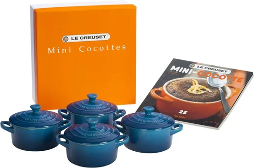 Miniatura 6 de Le Creuset Juego de 4 mini cocottes de gres con libro de cocina, 8 oz. cada uno, Artichaut