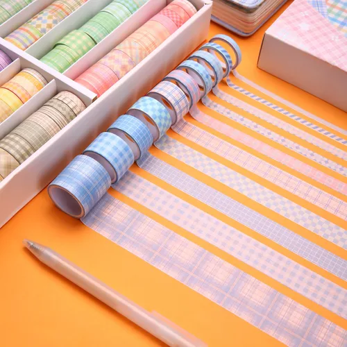 Miniatura 6 de Juego de cinta Washi de celosía, 100 rollos de cinta adhesiva, 5/8/10/15/20/1.181 in de ancho, 6.56 pies de largo/rollo de cinta decorativa
