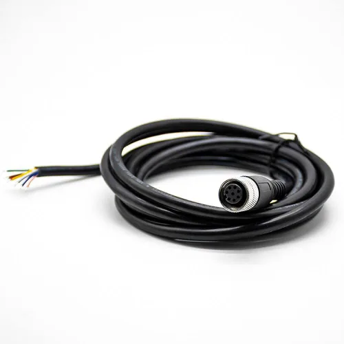 Miniatura 12 de Elecbee Cable M12 A-Code Conector recto de cabeza hembra individual Cable eléctrico de enchufe de aviación (cable de 12 pines 1M/3.3 pies)