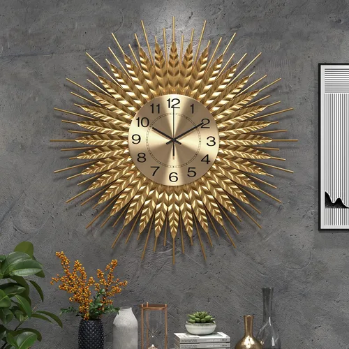 Miniatura 10 de Reloj de pared grande moderno decorativo de metal, relojes de pared de estilo de mediados de siglo, reloj grande dorado silencioso sin tictac, arte