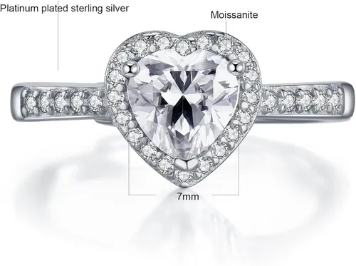 Miniatura 2 de Atylyk Anillo de compromiso ajustable de moissanita de 1 quilate de plata de ley 925, anillos solitarios para mujer