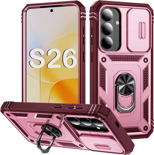 Miniatura 29 de PASNEW Funda para Samsung Galaxy S22 Ultra 5G, cubierta de cámara deslizante y soporte de dedo de metal giratorio de 360°, militar, resistente, a