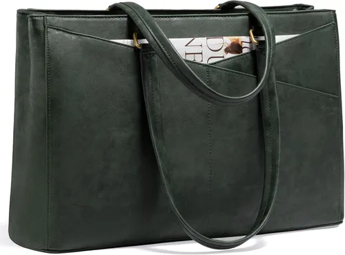 Miniatura 13 de LOVEVOOK Bolsa para laptop para mujeres, bolsa de mano para laptop de 15.6 pulgadas para mujeres, bolsas de mano de trabajo de cuero vintage