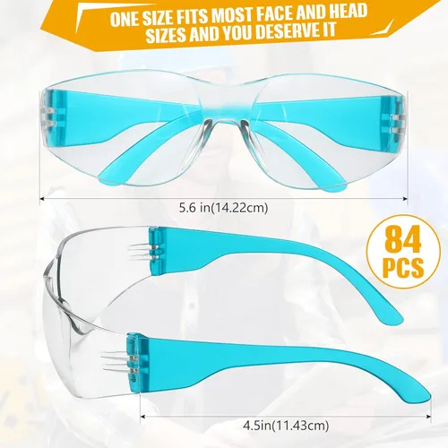 Miniatura 2 de Youyole 84 pares de gafas de seguridad para hombres y mujeres, gafas protectoras a granel, lentes de policarbonato unisex, transparentes