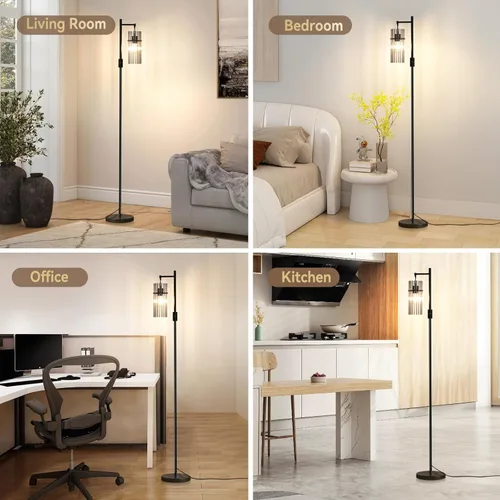 Miniatura 5 de Lámparas de pie industriales para sala de estar, lámpara de pie regulable, lámparas de pie modernas con pantalla de vidrio, interruptor giratorio