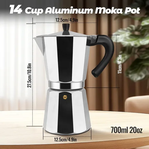 Miniatura 2 de Cafetera clásica de aluminio para 3 tazas, cafetera espresso de 5.1 fl oz, 5 onzas, cafetera de moca, olla greca, cafetera para café italiano y Azul