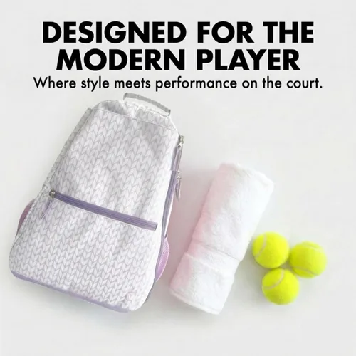Miniatura 6 de Thorza Mochila de raqueta de tenis para mujer – Bolsa de tenis ligera que almacena 2 raquetas, pelotas y equipo deportivo – Mochila Púrpura