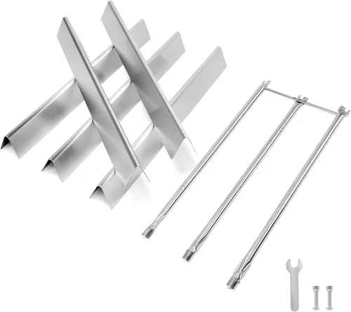 Miniatura 31 de QuliMetal 44.5 cm SUS304 Barras Aromatizadoras y Deflectores de Calor para Parrillas Weber Genesis 300 Series, Compatibles con Genesis E310 E320