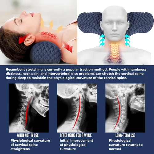 Miniatura 2 de Almohada cervical para dormir, almohada cervical de espuma viscoelástica para aliviar el dolor de cuello rígido, almohada de apoyo cervical para Azul