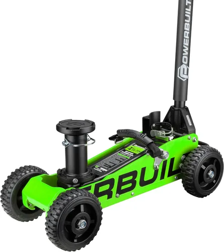 Miniatura 16 de Powerbuilt gato de garaje triple de 1360 kg, resistente para vehículos, camiones, automóviles, motocicletas, gato de transmisión, capacidad de 1.5