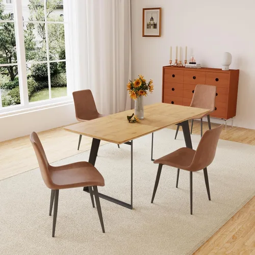 Miniatura 30 de ZckyCine Mesa de Comedor Moderna de Mediados de Siglo y Sillas para 4 Rectangular de Madera Expandible que Ahorra Espacio Multifuncional Marrón