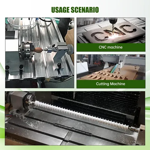 Miniatura 8 de Fresadora CNC de eje rotacional Enrutador CNC Mesa giratoria de un eje 4º eje 2.559 in 3 mandíbulas Chuck Cabezal divisorio con motor paso a paso