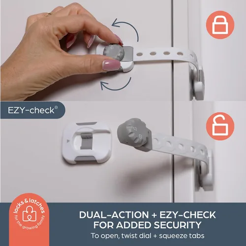 Miniatura 4 de Dreambaby Twist 'N Lock - Paquete de 6 pestillos multiusos, cerraduras de seguridad para niños para armarios, cajones, electrodomésticos, cerradura