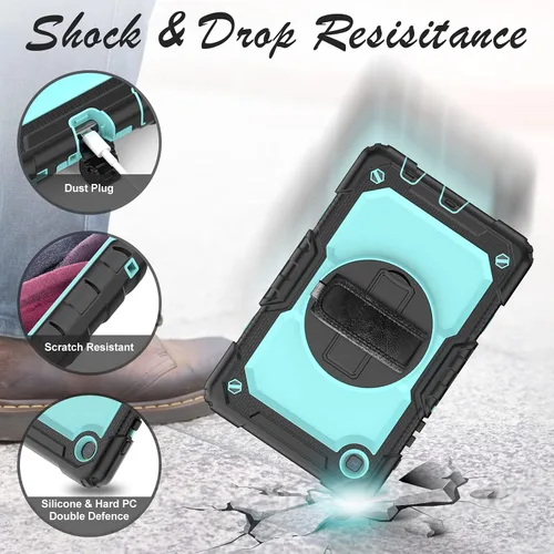 Miniatura 5 de Funda protectora para Samsung Galaxy Tab A7 Lite de 8.7 pulgadas 2021 (SM-T220/T225), con protector de pantalla, correa de mano, soporte para Negro