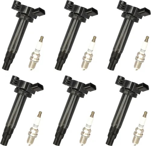 Kit de bujía iridio y bobina de encendido UF506, 6 pares, compatible con Toyota 05-06 Camry/04-06 Sienna/04-08 Solara, para Nissan 2007 Titan, para