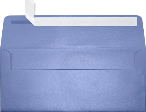 Miniatura 2 de LUXPaper Sobres comerciales #10 Despegar y prensar 4 1/8 pulgadas x 9 1/2 pulgadas aguamarina metálica Texto de 80 libras 50 unidades Azul