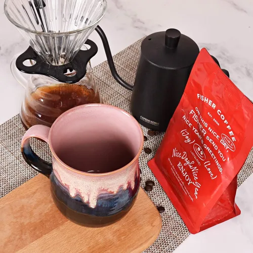 Miniatura 6 de Bosmarlin Taza de café grande de cerámica, taza de té grande para oficina y hogar, 21 onzas, apta para lavavajillas y microondas, 1 unidad Rosa
