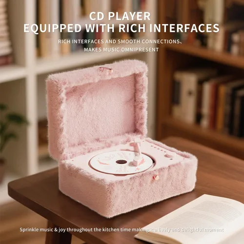 Miniatura 4 de Reproductor de CD rosa mullido con Bluetooth, control remoto
