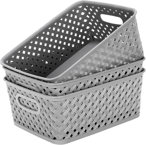 Miniatura 9 de MaxGear Organización y Almacenamiento 3 Paquetes, Contenedores Organizadores de Plástico, Cestas Tejidas para Almacenamiento, Cestas de Plástico