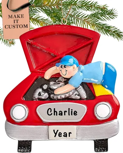 Adorno de mecánico personalizado 2026 | Adornos de Navidad personalizados 24 horas, grabado con láser, para árbol, regalo de recuerdo personalizado