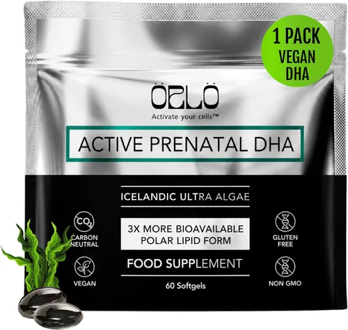 Orlo Suplemento prenatal DHA de 1000 mg – Aceite de algas sin mercurio y metales pesados – Omega-3 nórdico islandés, desarrollo cerebral de mamá y