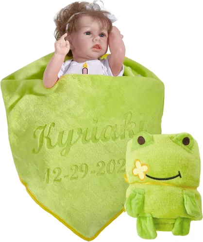 Miniatura 9 de Cobija de franela personalizada para bebé unisex con animalito de adorno, cobertor de seguridad para recién nacidos, regalo para bebé con su nombre