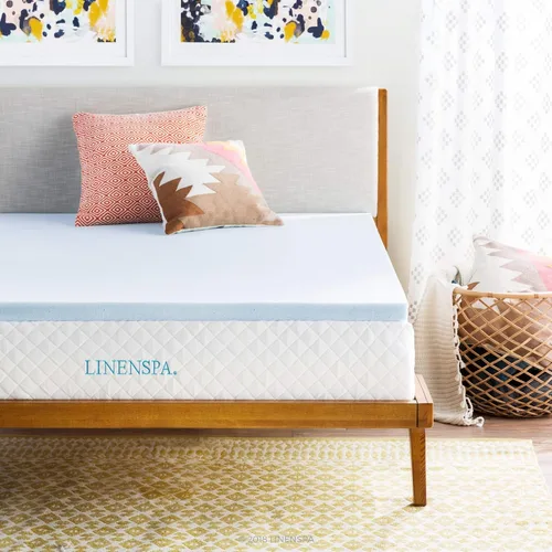 Miniatura 2 de Linenspa - Cubrecolchón de espuma viscoelástica con gel, de 2 pulgadas, tamaño Queen y protector de colchón impermeable suave de alta calidad, sin