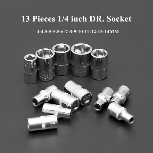 Miniatura 3 de FLZOSPER Juego de 46 piezas de 1/4 de pulgada y 45 dientes con llave de trinquete reversible, kit de herramientas para reparación automática y hogar