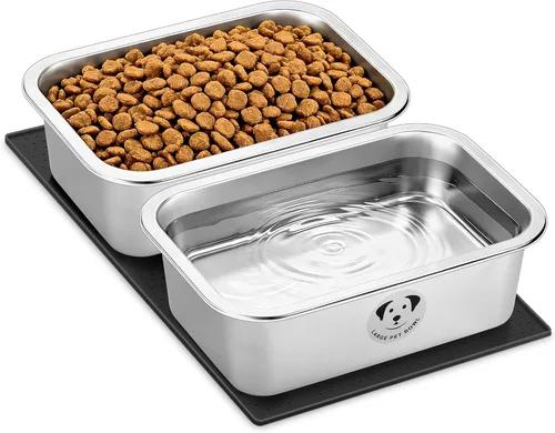 Miniatura 15 de Cuencos de Acero Inoxidable para Perros Grandes, Cuencos de Alimento de Perro de Metal de Alta Capacidad, Cuenco de Comida y Agua para Perros Acero