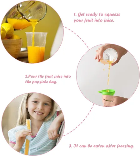 Miniatura 6 de Bolsas de moldes para paletas de hielo, desechables, para bricolaje, bolsas de molde caseras con embudo de silicona, para congelar, aperitivos