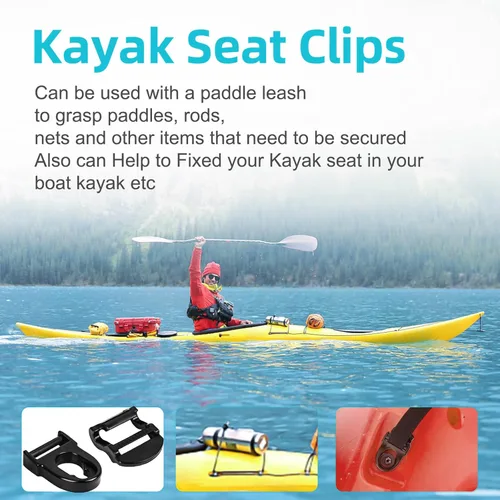 Miniatura 4 de Kit de reparación de asiento de kayak, clips de correa de asiento y ganchos Tri-Glide aptos para emoción de por vida 2 piezas clip+2 piezas gancho