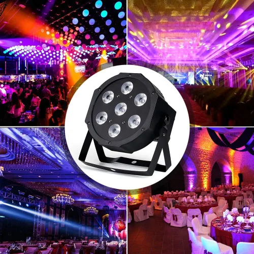 Miniatura 6 de Luces de escenario de 7 x 18 W con pruebas estrictas 6 en 1 RGBWA UV LED Par de luces LED activadas por sonido DMX512 Control brillante DJ Par luz