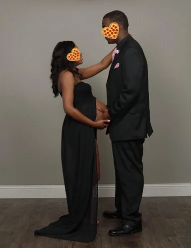 Miniatura 4 de JustVH Vestido de maternidad de gasa con hombros descubiertos para fotografía vestido largo de embarazo para sesión de fotos