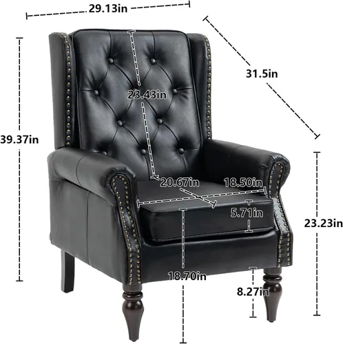 Miniatura 2 de Sillón de respaldo alto de mediados de siglo, moderna silla de salón, silla de sala de estar, silla de barril de piel sintética con hebilla