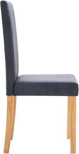 Miniatura 5 de Juego de 4 sillas de comedor modernas de estilo rústico tapizadas de gamuza sintética gris con patas de madera para comedor, sala de estar, muebles
