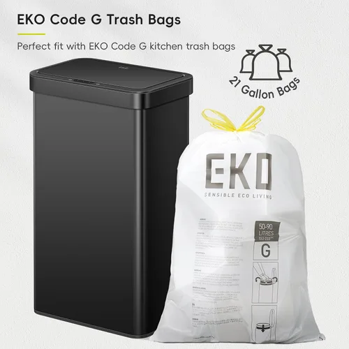 Miniatura 9 de EKO Nova - Papelera con sensor, 21 galones/80 litros, acero inoxidable, rectangular, sin contacto, con sensor de movimiento, negro mate