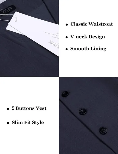 Miniatura 4 de COOFANDY Chaleco de traje de negocios para hombre chaleco de vestir ajustado chaleco de boda
