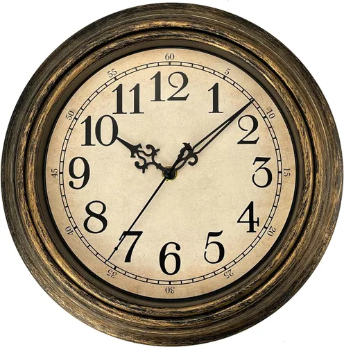 Plumeet Reloj de pared retro extra grande, 16 pulgadas, sin tictac, clásico, silencioso, vintage, decorativo, cocina, sala de estar, dormitorio,