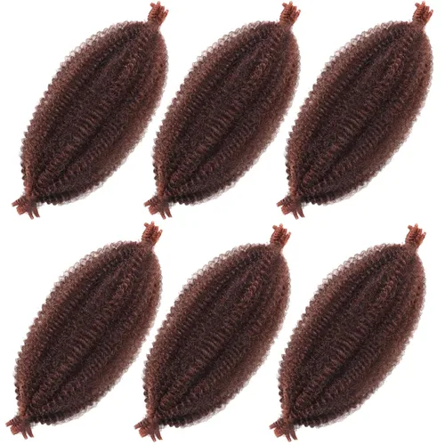 Miniatura 13 de Marley Twist - Cabello trenzado marrón Spring Twist de 18 pulgadas, cabello Marley para rastas suaves de imitación mariposa, cabello trenzado rizado
