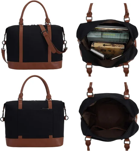 Miniatura 28 de BLUBOON Bolsas de viaje con cremallera, bolsa de lona para mujer, bolsa de fin de semana para mujer, bolsa de lona para llevar en la bolsa de lona