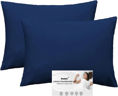 Miniatura 9 de Juego de 2 fundas de almohada negras de tamaño Queen estándar, fundas de almohada de algodón suave con cierre de sobre, resistentes al encogimiento