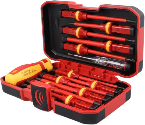 Juego de destornilladores aislados, 1000 V profesional aislado electricista con cuchillas intercambiables, 13 piezas de destornillador magnético