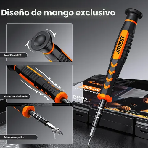 Miniatura 2 de JOREST Juego de 59 destornilladores de precisión pequeños con Torx T5, T6, T8, mini kit de herramientas de reparación para Macbook, computadora