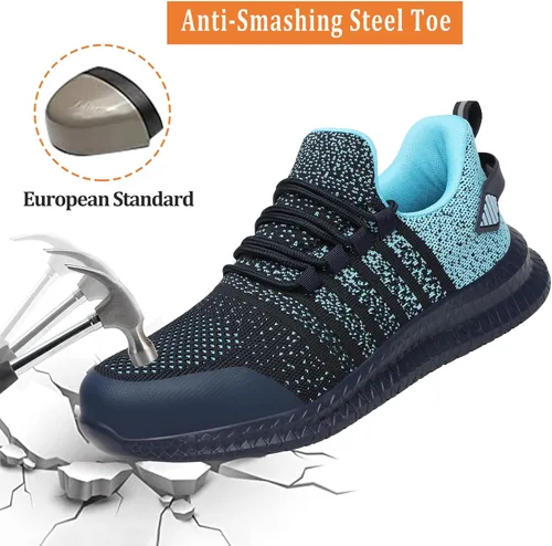 Miniatura 2 de Zapatos de punta de acero para hombres y mujeres, cómodos, ligeros, zapatos de seguridad para el trabajo, a prueba de pinchazos, antideslizantes