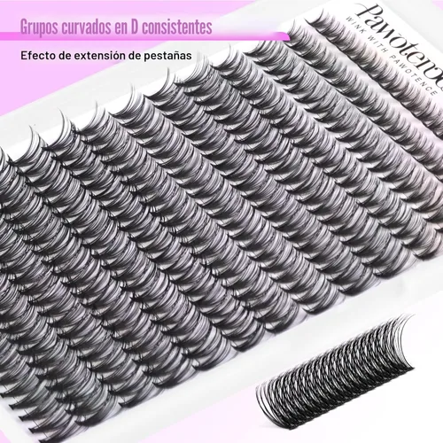 Miniatura 6 de Extensiones de pestañas en racimo naturales Pawotence 30D, pestañas individuales en racimo de 8-15mm, 280 piezas, para aplicación propia