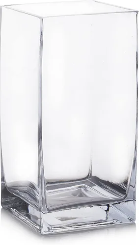 Enova Floral Jarrón de vidrio cuadrado transparente, jarrón de vidrio de 6 x 3 x 3 pulgadas para flores, contenedor floral transparente, portavelas,