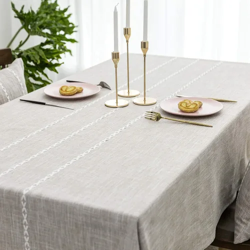 Miniatura 9 de Home Brilliant Mantel Rectangular para Mesa (52 x 86 pulgadas) Mantel Rectangular para Cocina Cubierta de Mesa de Lino Sintético Mantel de Mesa