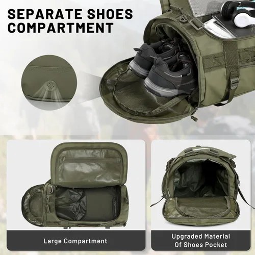 Miniatura 11 de MIER Mochila deportiva grande con compartimento para zapatos, resistente y resistente al agua, azul marino, 45L