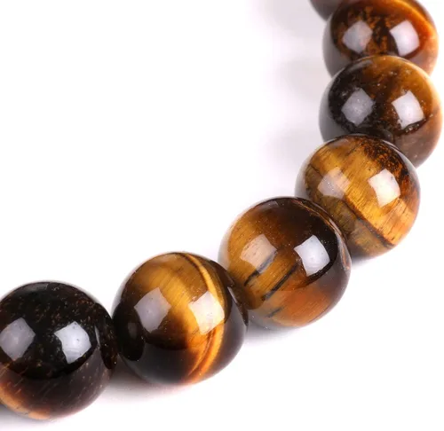 Miniatura 4 de Pulsera elástica de ojo de tigre natural de 0.394 pulgadas con piedras preciosas para yoga, energía curativa, para hombres y mujeres